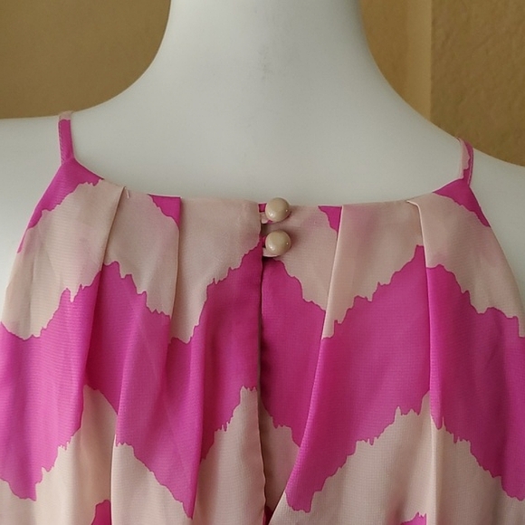 🆕️ AS U WISH Pink Chevron Print Sleeveless Belted Dress JUNIORS SIZE: L - Picture 7 of 12